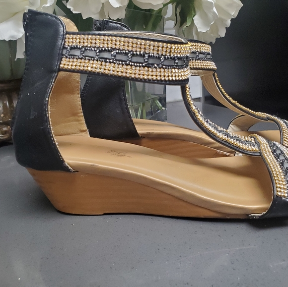 Black Rhinstone Sandles - Picture 2 of 5